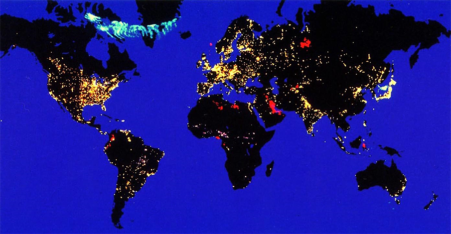 Ночная карта мира со спутника
